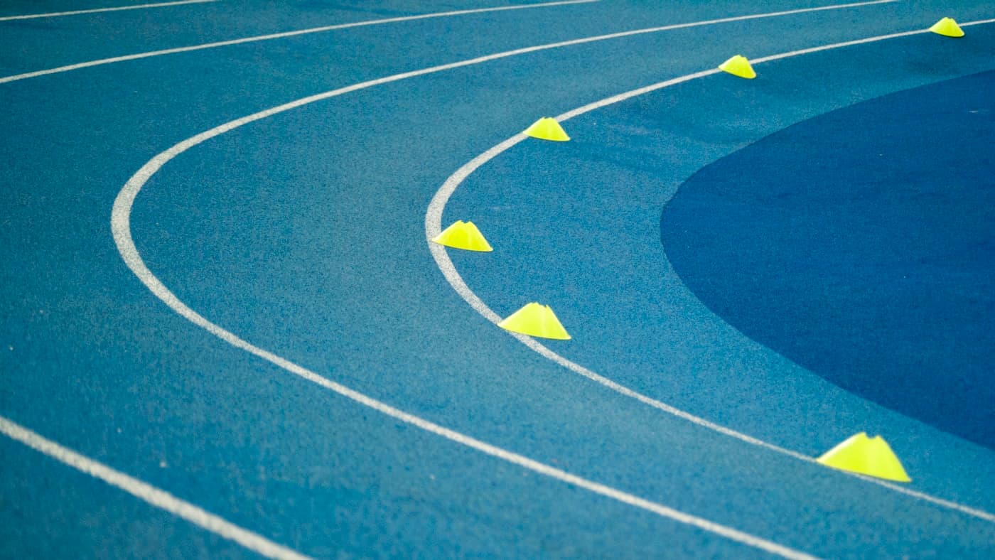 An athletics track, representative of the sports retail sector
